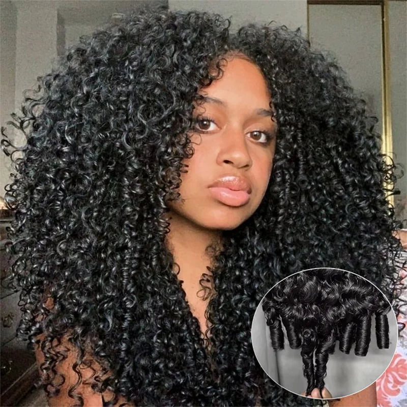 3-in-1 Human Hair Half Wig | Burmese & Kinky Curly