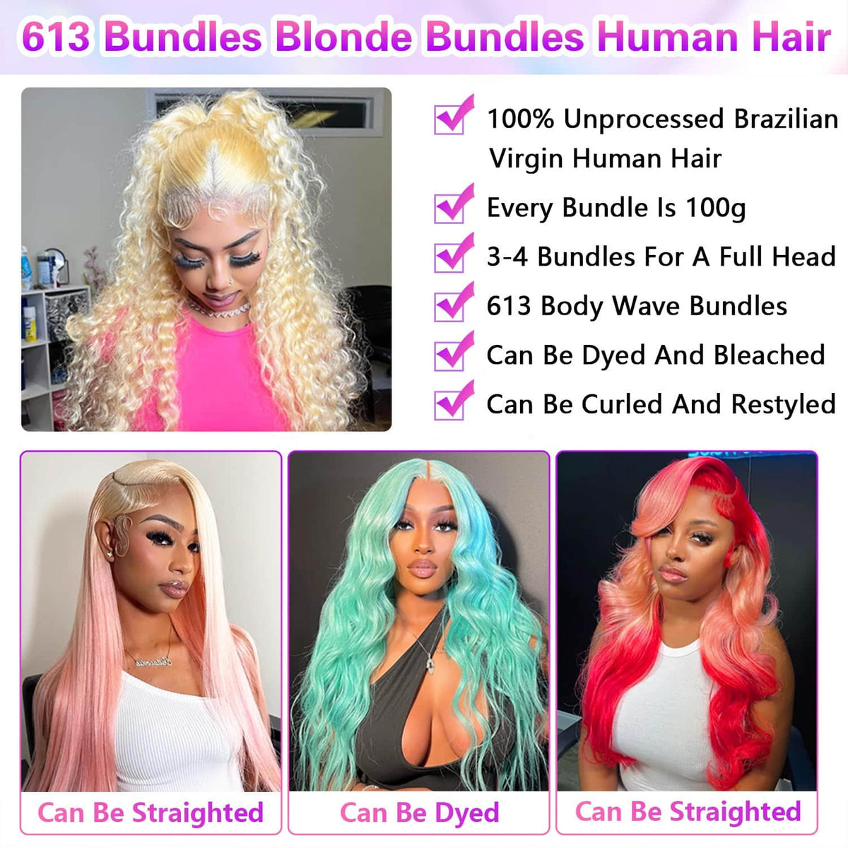 613 blonde hair product detail