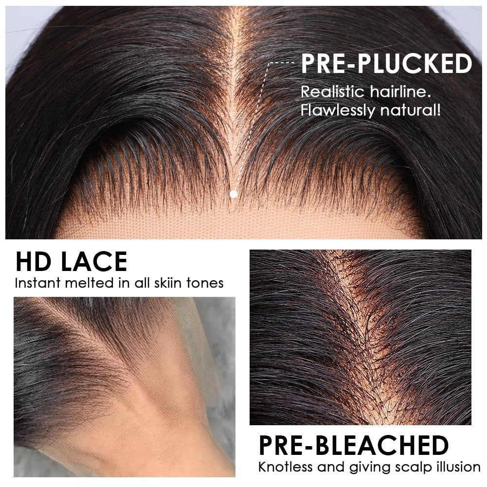 StariaHair 13"x4" HD Lace 180% Frontal Wig Body Wave #1B