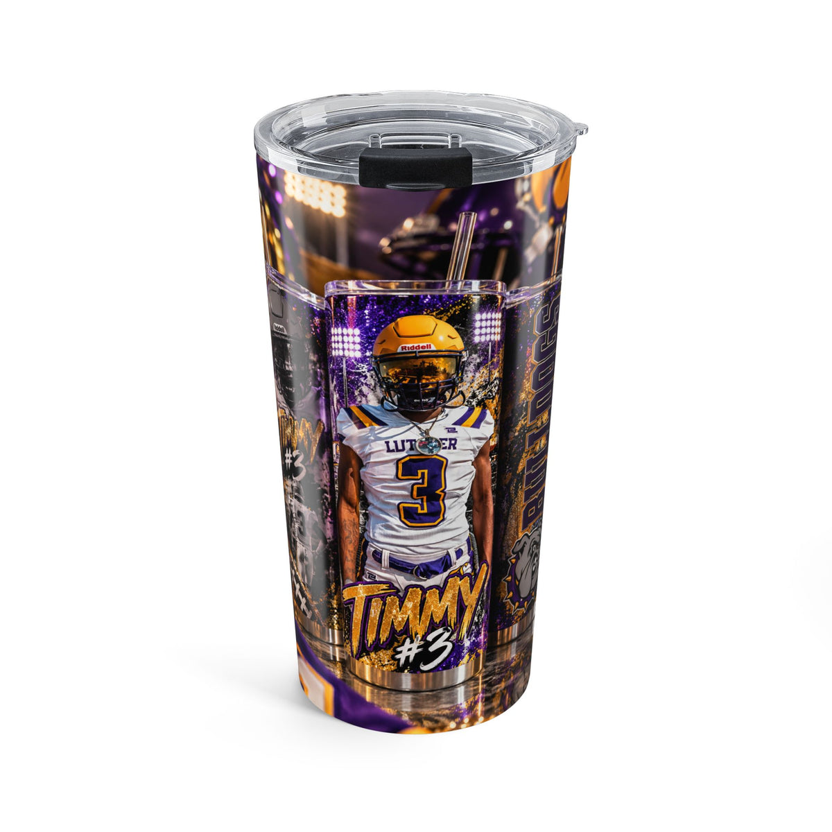 Timmy #3 Bulldogs Tumbler | Purple & Gold | 20 oz