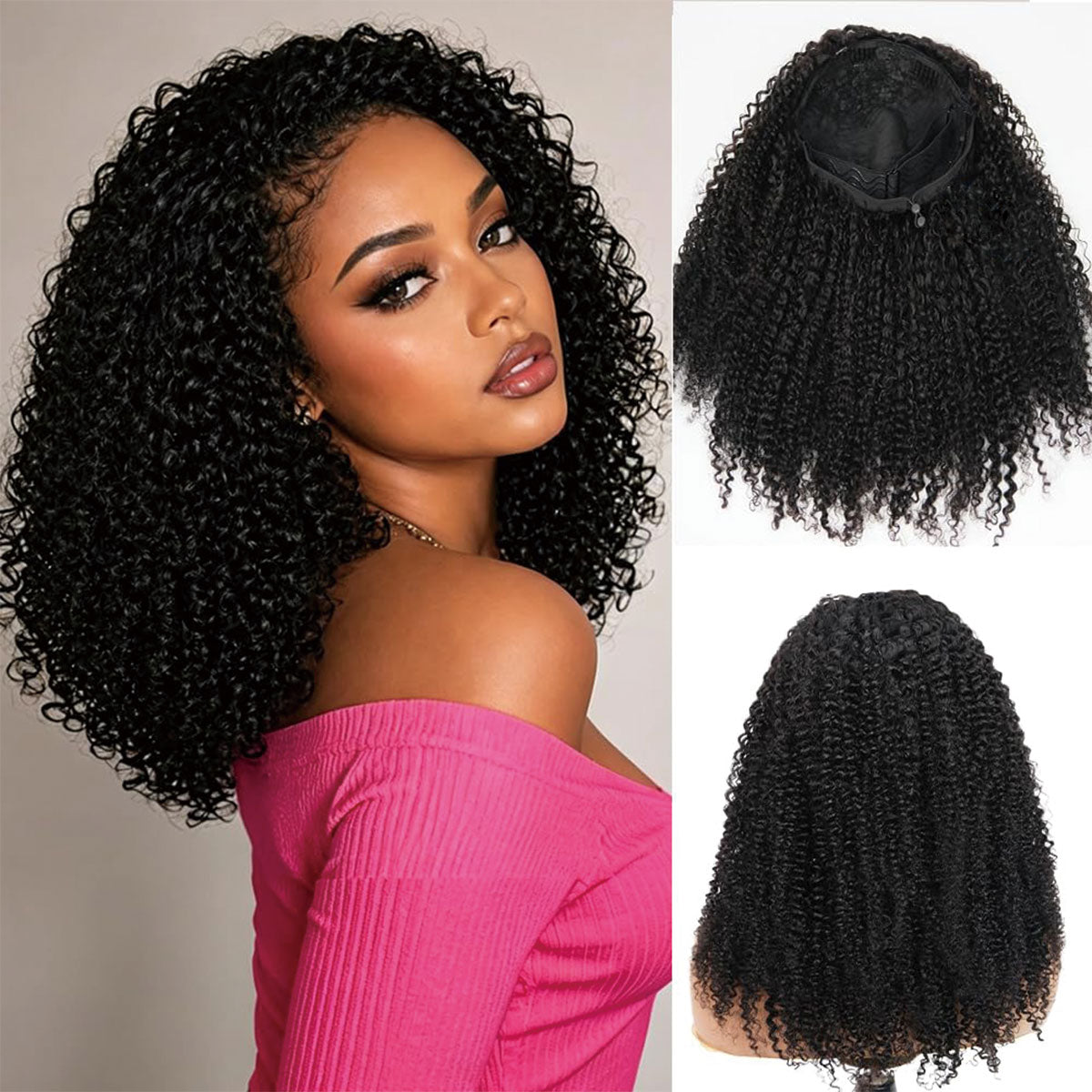 Della Rose Luxe | Kinky Curly Human Hair Half Wig · 18 Inches