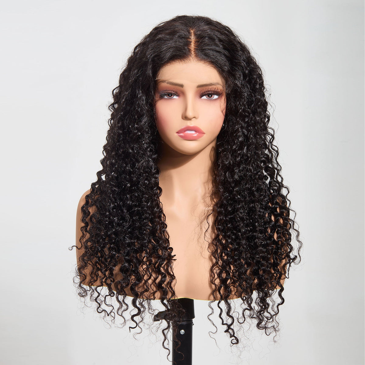 StariaHair 5"x5" Water Wave Transparent Glueless Lace Closure Wig #1B