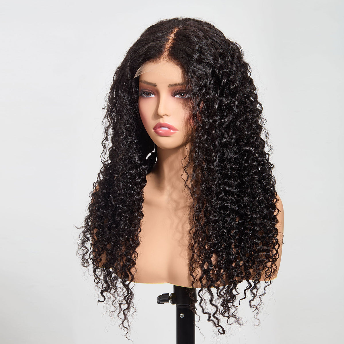 StariaHair 5"x5" Water Wave Transparent Glueless Lace Closure Wig #1B