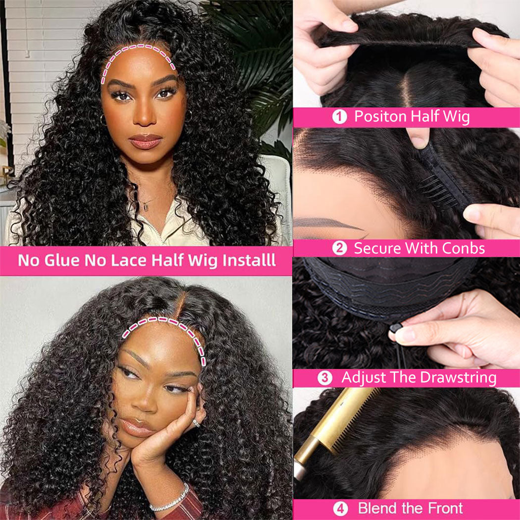 Della Rose Luxe | Kinky Curly Human Hair Half Wig · 18 Inches