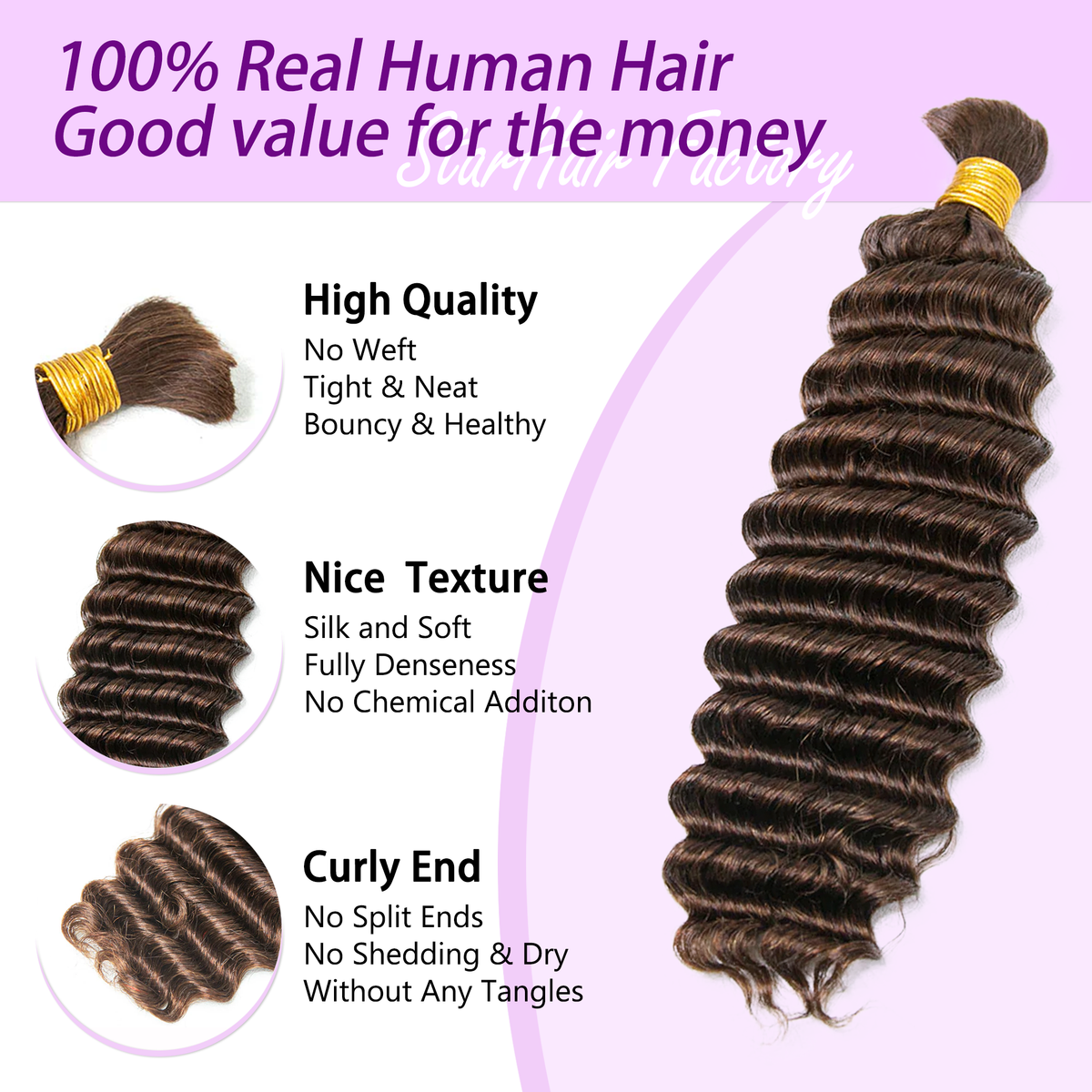 Della Rose Luxe | Deep Wave Bulk Braiding Hair · Color 4