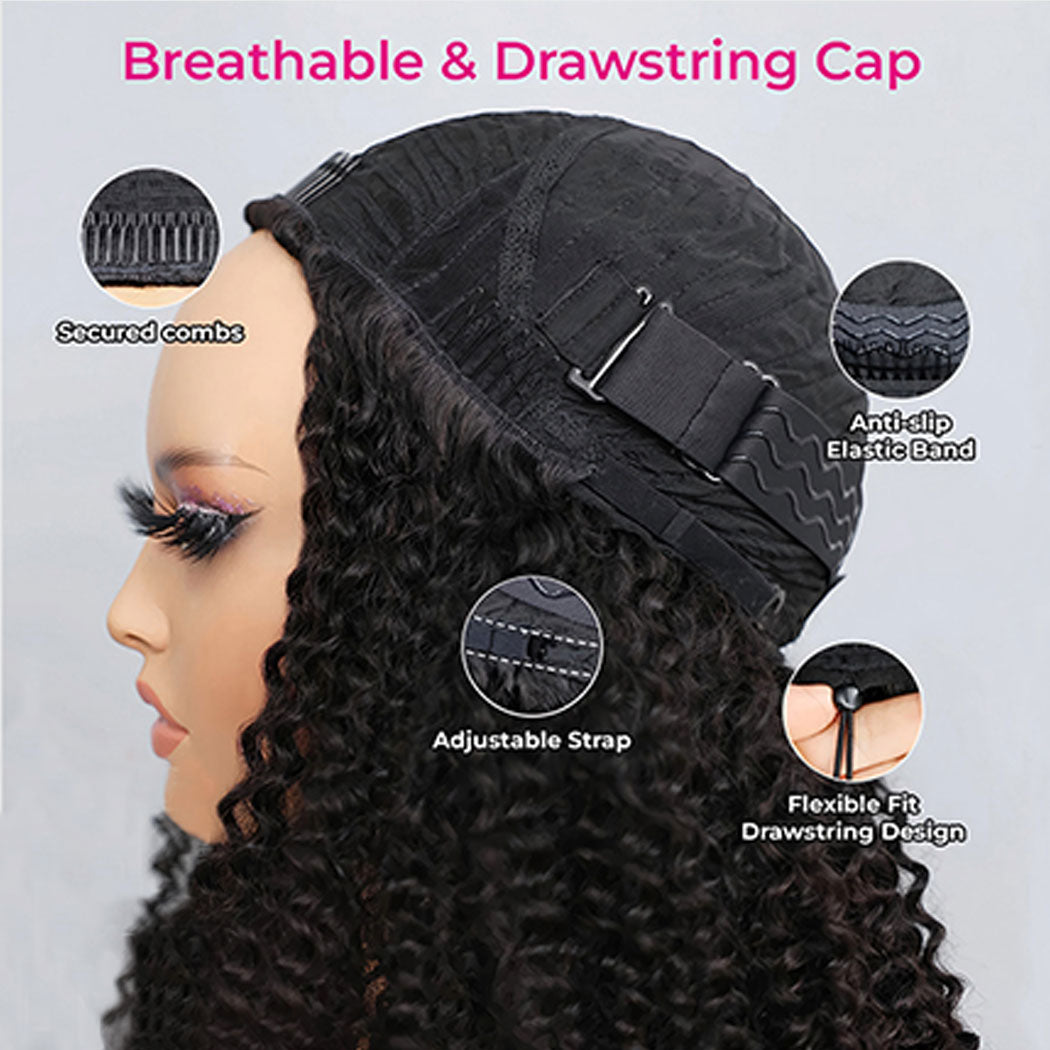 Della Rose Luxe | Kinky Curly Human Hair Half Wig · 18 Inches