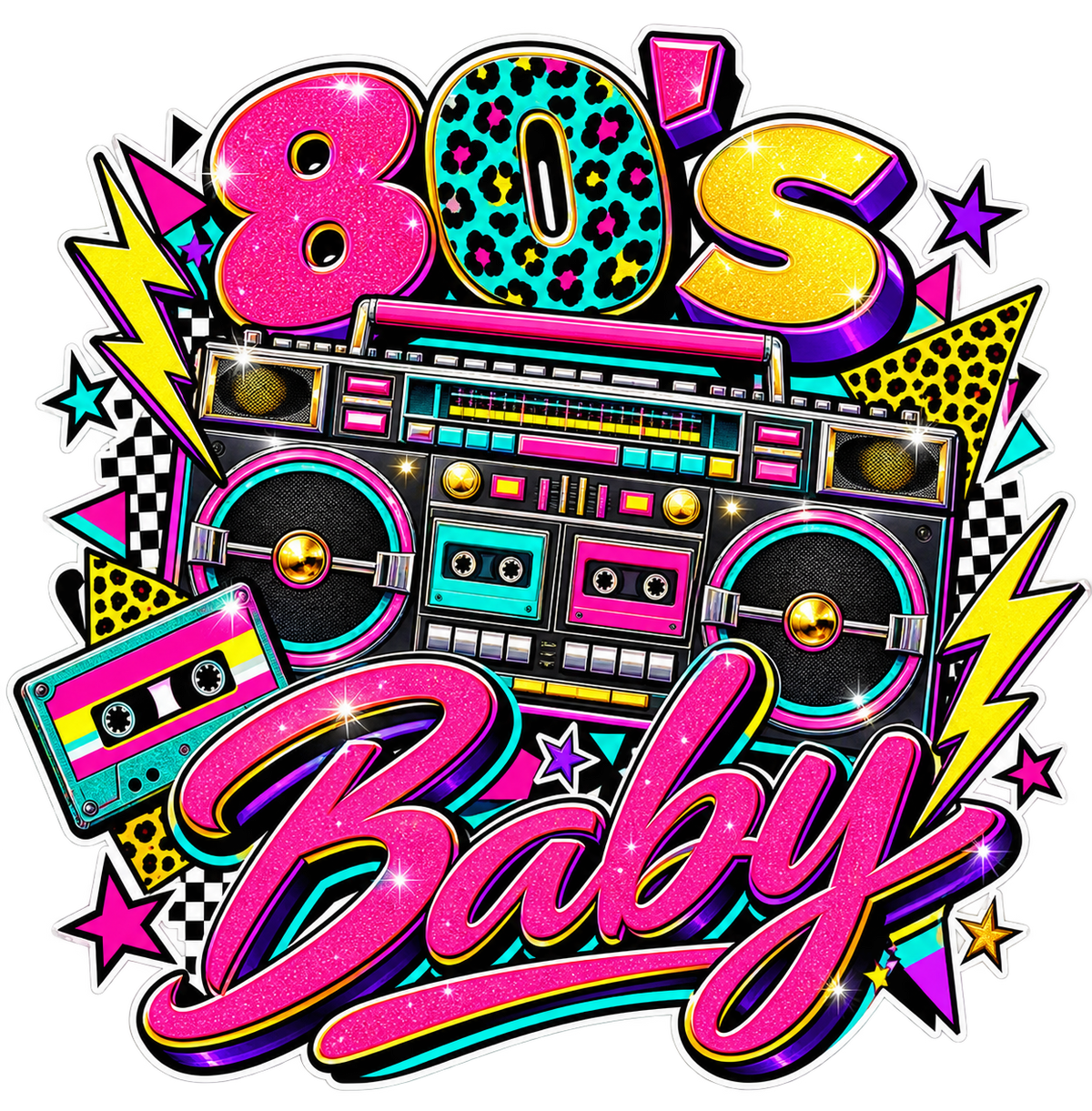80s Baby — printed glitter-effect DTF transfer