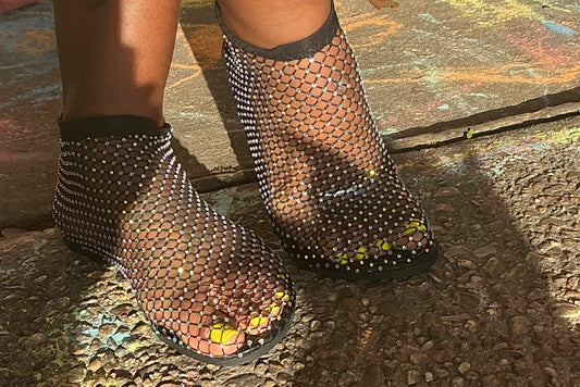 Rhinestone decor mesh swim shoe