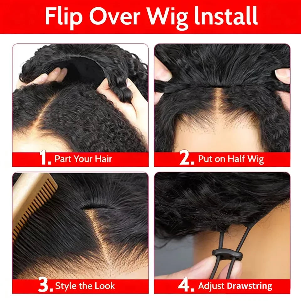 3-in-1 Human Hair Half Wig | Burmese & Kinky Curly