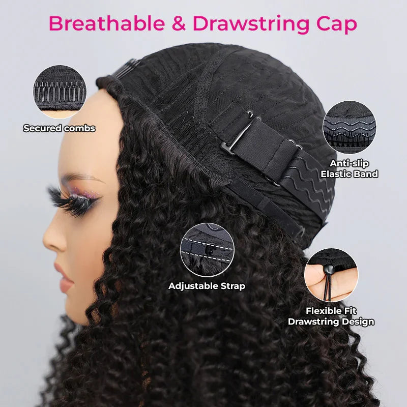 3-in-1 Human Hair Half Wig | Burmese & Kinky Curly