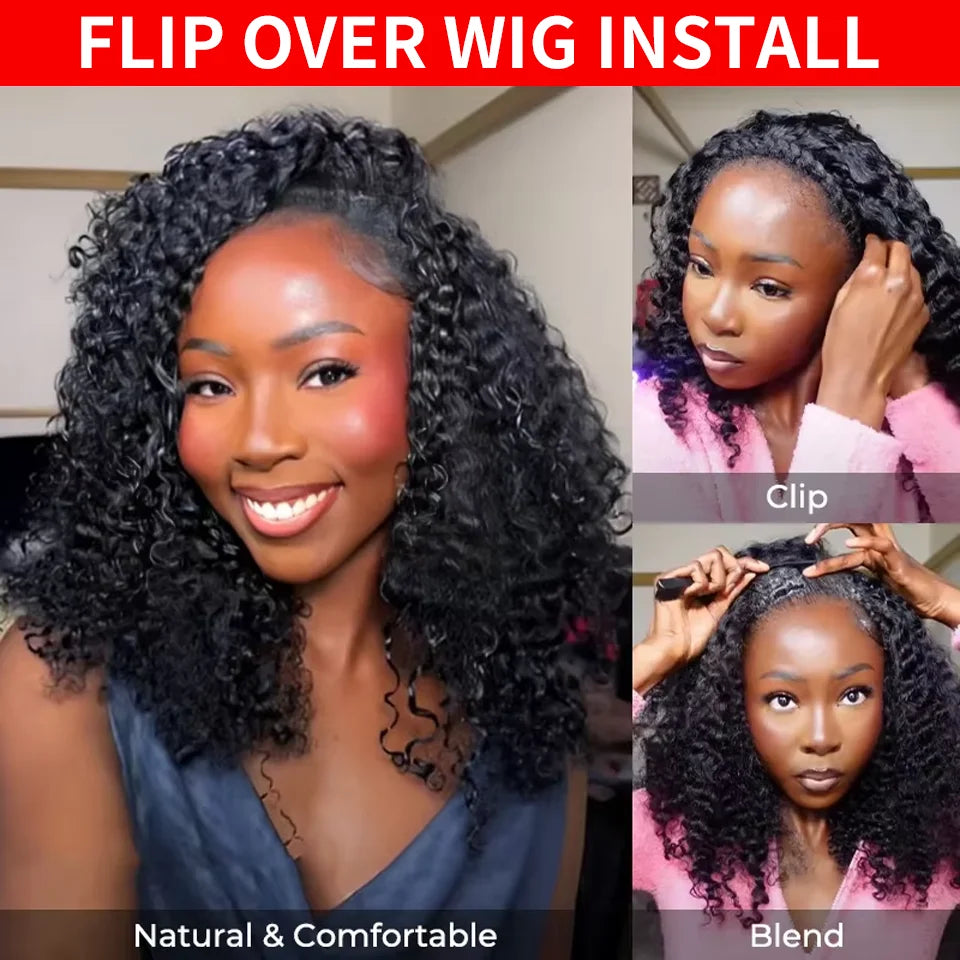 3-in-1 Human Hair Half Wig | Burmese & Kinky Curly
