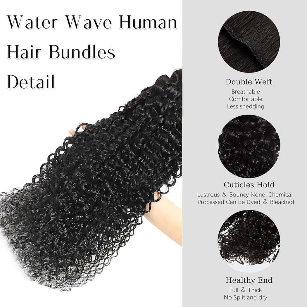 Water Wave Virgin Brazilian Hair Bundles Wet and Wavy Hair Natural Color 14-30 Inch - Stariahair