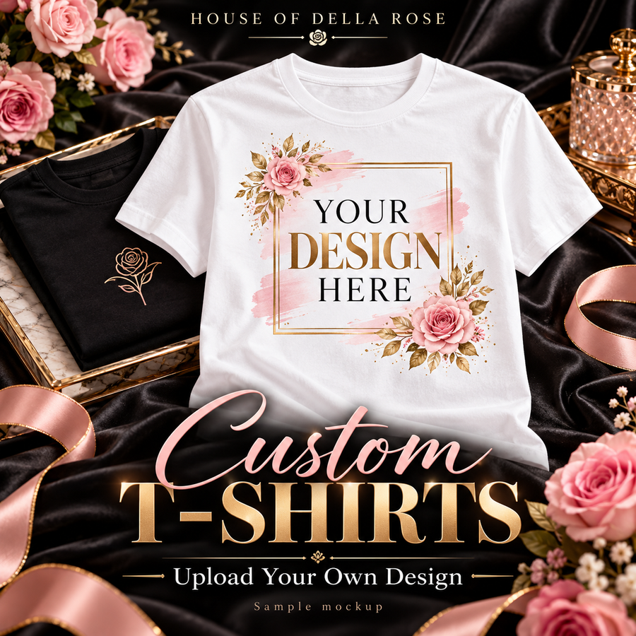 House of Della Rose custom T-shirt sample mockup — upload your own design