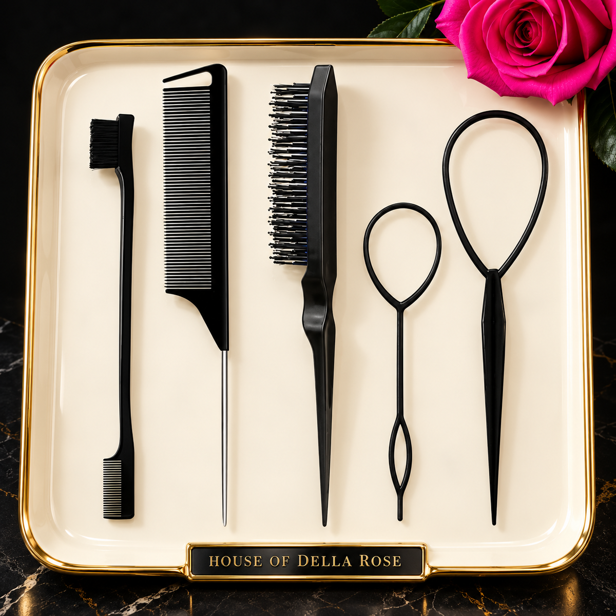 styling comb tools on branded display