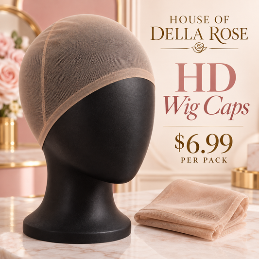 HD wig caps promotional illustration — $6.99 per pack.