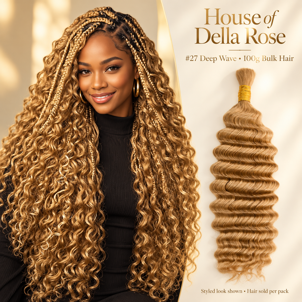 #27 honey blonde deep wave bulk hair with boho braid styling inspiration
