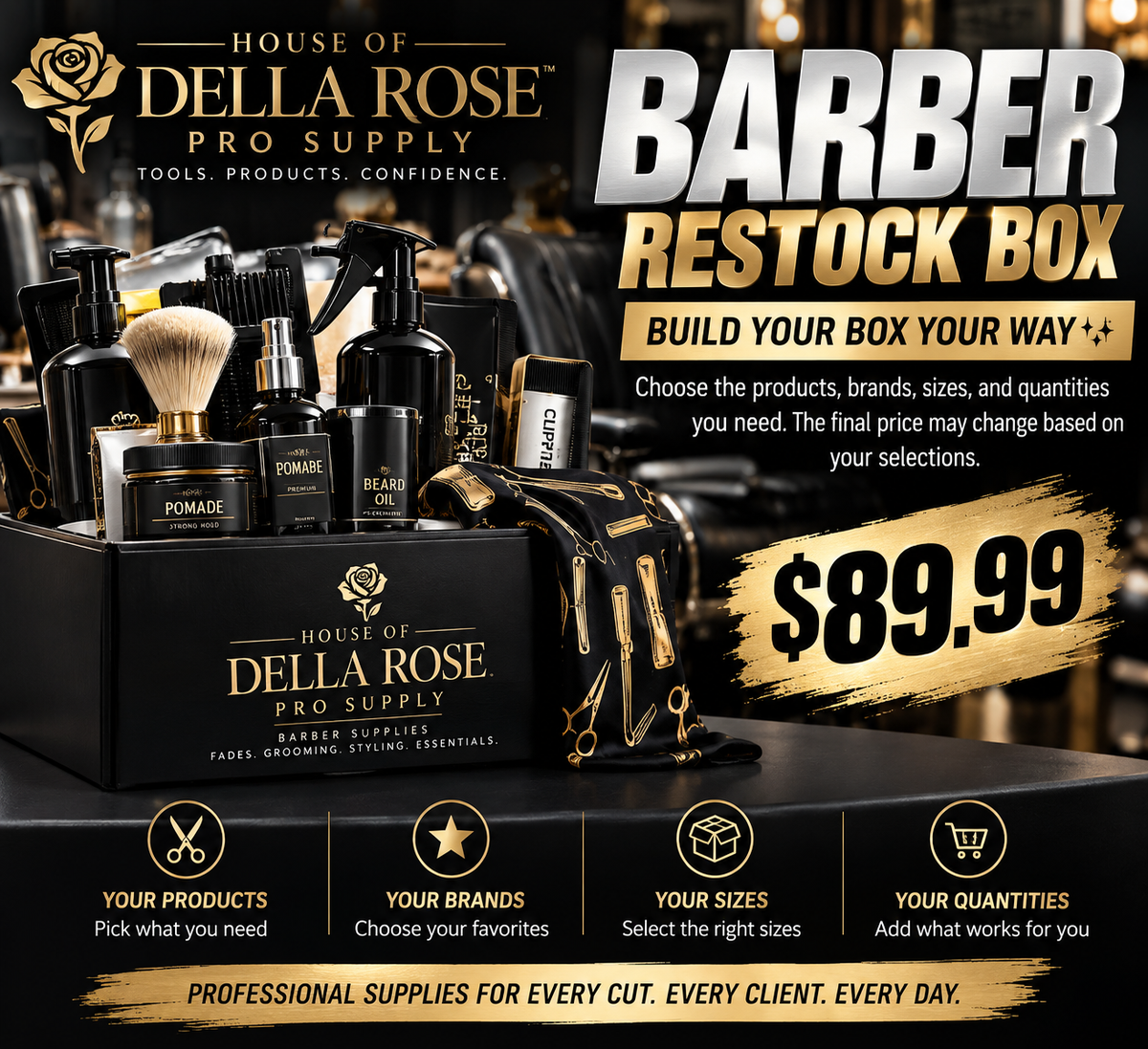 House of Della Rose Pro Supply Barber Restock Box