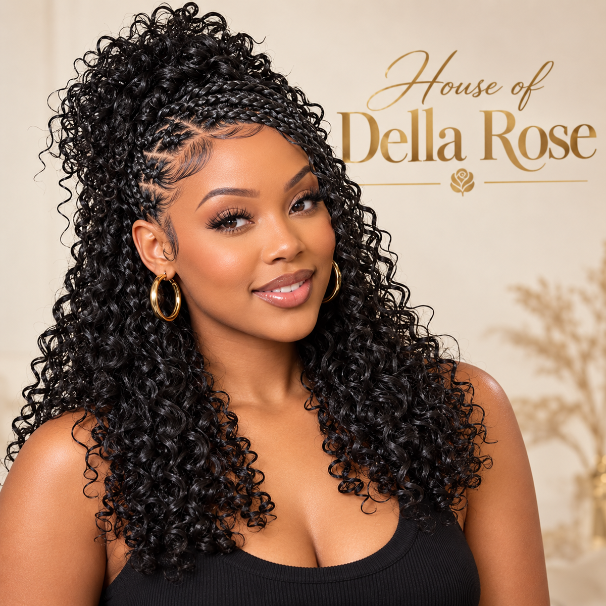 burmese curly crochet hairstyle on a Black model