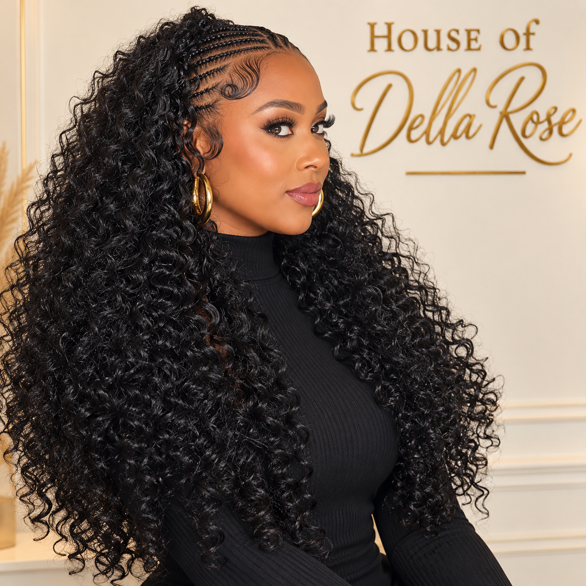 deep wave crochet hairstyle on a Black model