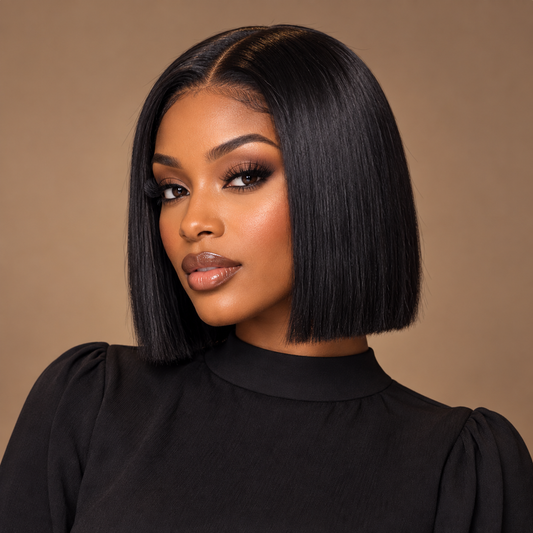 Della Doll Custom Bob Wig | 10-Inch 13x4 Glueless Straight | Made to Order styled on a model
