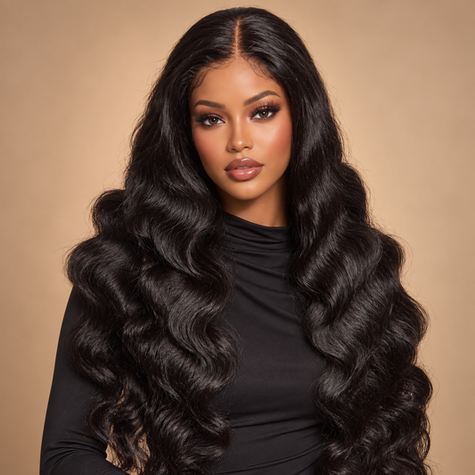 13x6 HD Lace Body Wave Frontal Wig | 200% Density styled on a model