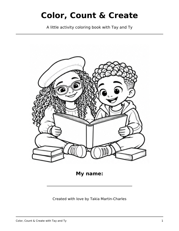 Tay and Ty 10-page coloring and activity book cover